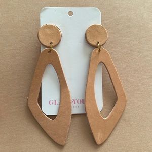 Brand New Glad & Young Tan Leather Oversize Earrings